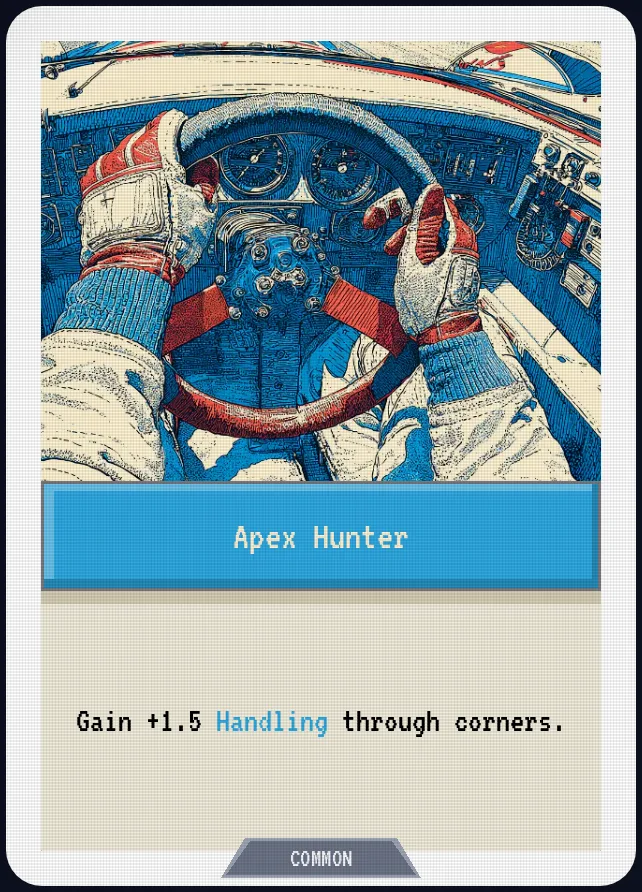 Apex Hunter — Gain +1.5 Handling through corners.