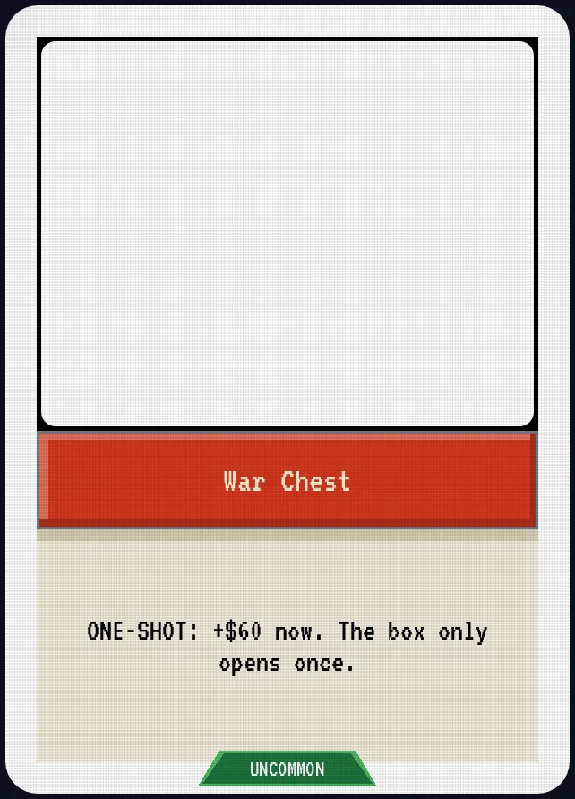 War Chest — ONE-SHOT: +$60 now. The box only opens once.