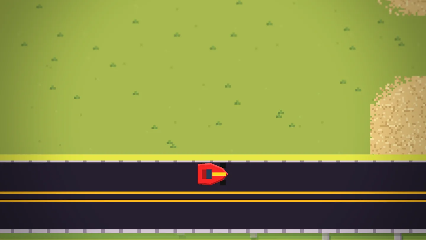 The tutorial car follows the extended road towards the sponsor handoff