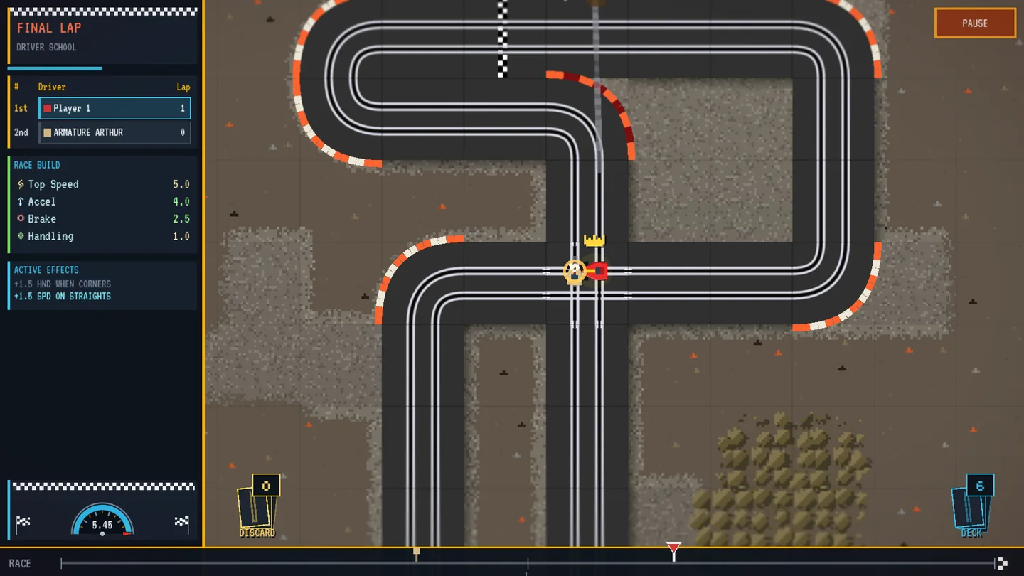 The player hits Arthur at the crossroads on the final lap of Driver School