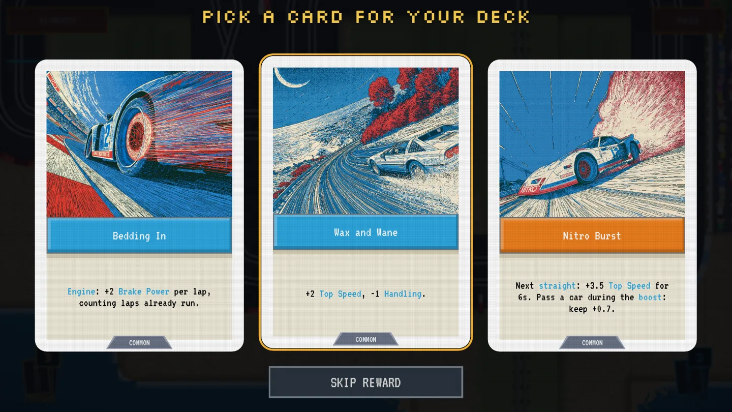 Three reward cards centred vertically on the phone layout with Skip below