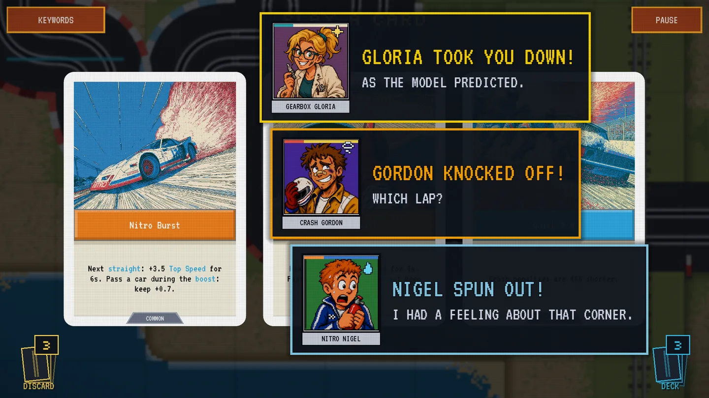 Race dialogue stacked over draft cards in the earlier phone layout